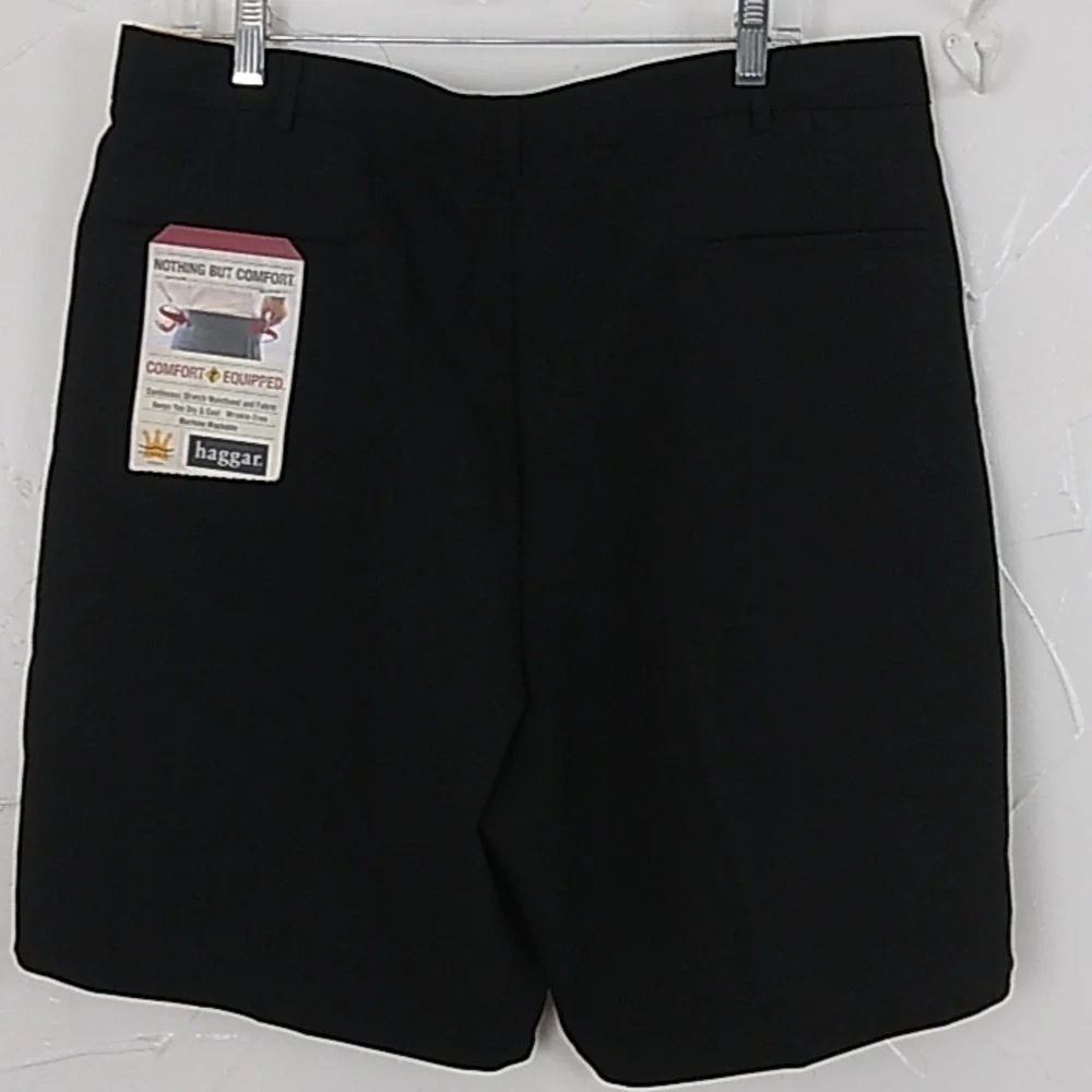 Haggar Black Shorts NWT Men's Size 38W Comfort Waistband‎ Pleated Front Q…